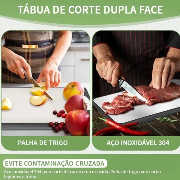Tabua De Corte Aço Inox Dupla Face Antibacteriana