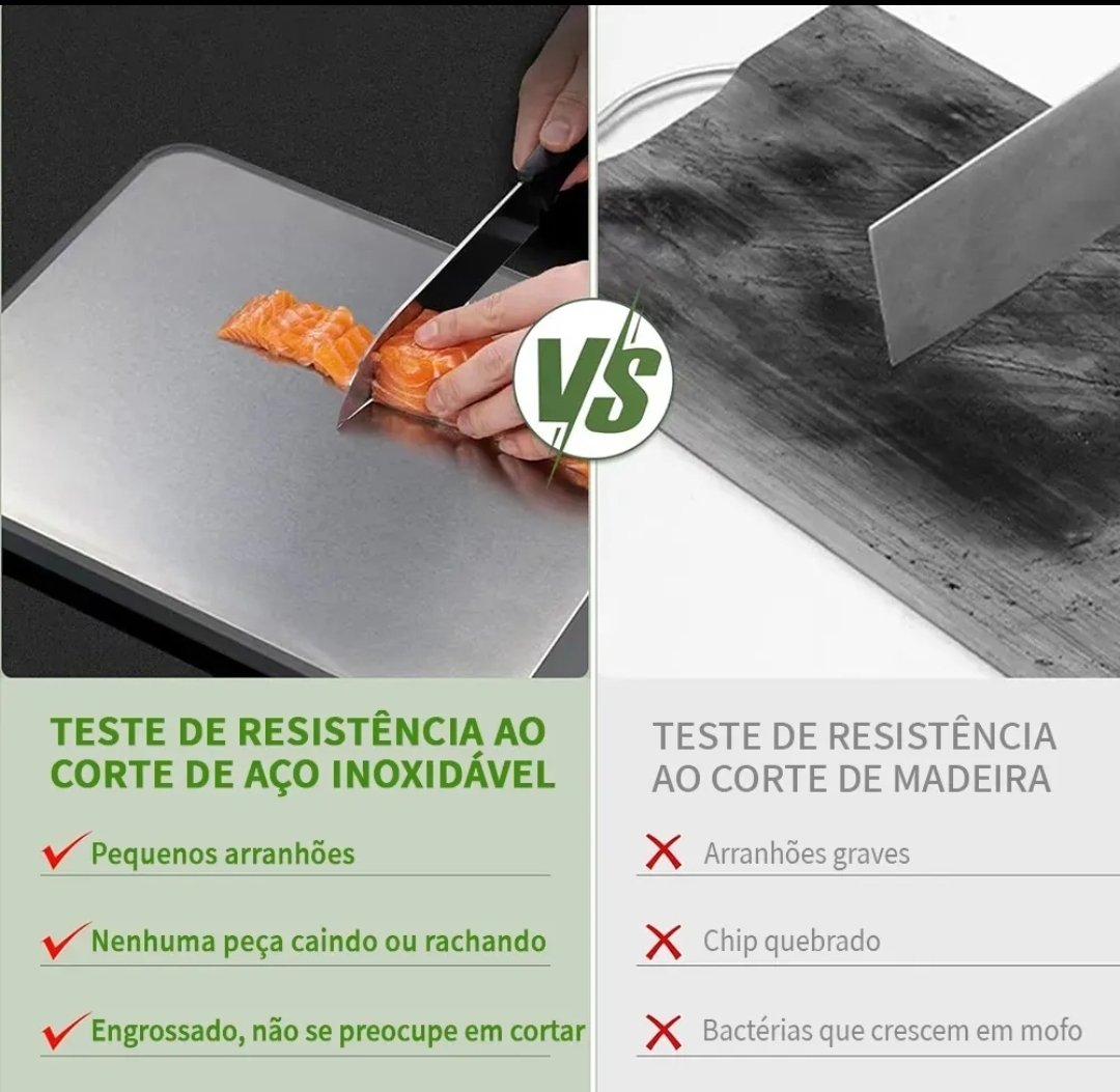 Tabua De Corte Aço Inox Dupla Face Antibacteriana - Imagem 6